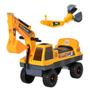 Kids Yellow Ride-On Excavator with Detachable Digging Bucket and Grab Bucket