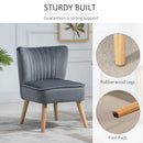 Grey Velvet Tub Accent Chairs Set of 2 - Curved Back, Wood Legs