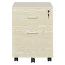 Oak Wood Grain 2-Drawer Locking Filing Cabinet with Wheels