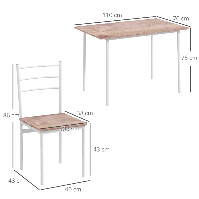 5-Piece Compact Brown and White Dining Set