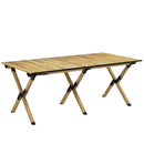 4ft Folding Aluminium Camping Table - Natural Wood Finish