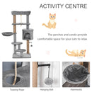 Cat Climbing Tree Tower 120cm with Scratching Post and Hammock - Light Grey