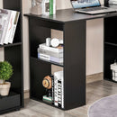 Black 120cm Computer Desk with Bookshelf and 6 Shelves