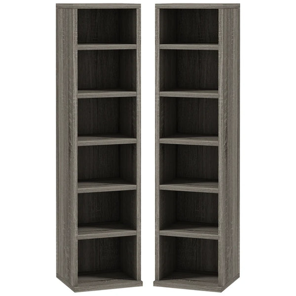 Set of Two Dark Wood-Effect CD Storage Units