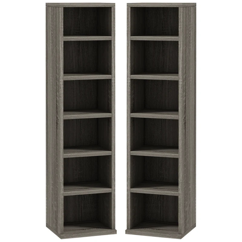 Set of Two Dark Wood-Effect CD Storage Units