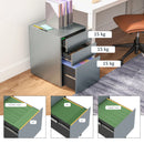 Steel 3-Drawer Rolling Filing Cabinet for A4, Letter, Legal Files - Black