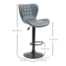 Grey Adjustable Swivel Bar Stools Set of 2 with Backrest & Footrest