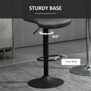 Grey Leather Bar Stool Set - Adjustable Height Swivel with Footrest for Kitchen & Home