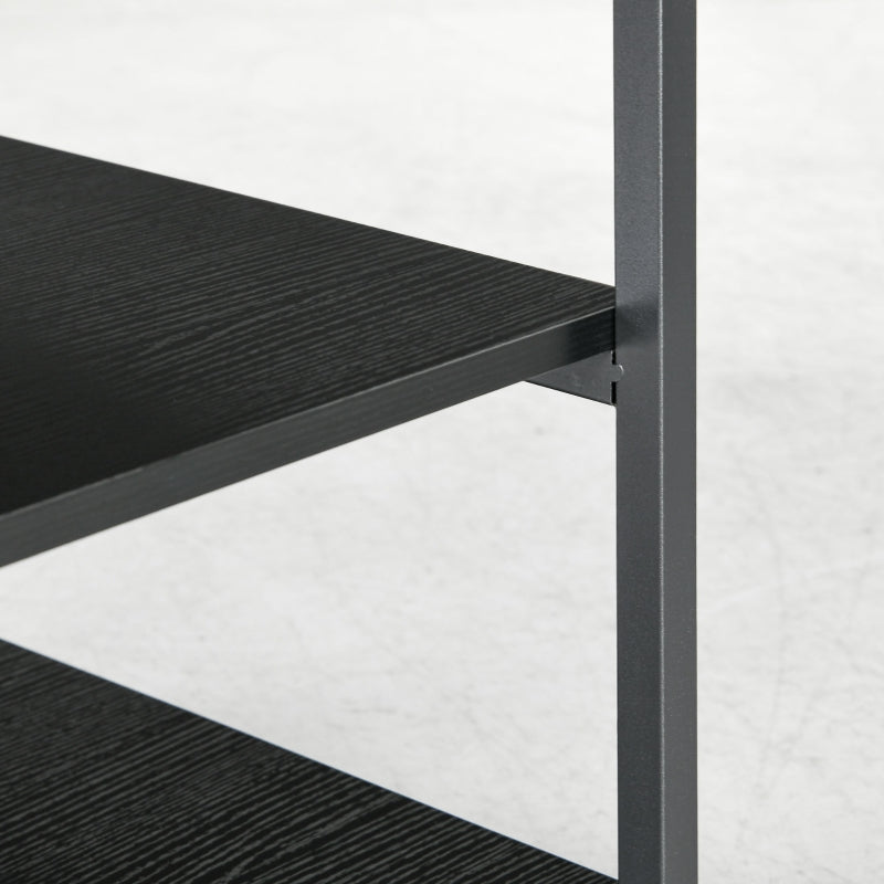 Black 3-Tier Steel Printer Stand with Wheels