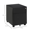 Black 2-Drawer Lockable Steel File Cabinet for A4/Letter/Legal Files