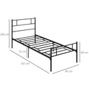 Black Metal Single Bed Frame with Storage Space