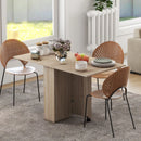 Natural Folding Drop Leaf Dining Table with Shelves and Casters