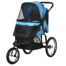 Blue Pet Stroller for Medium and Small Dogs - Foldable Jogger with Adjustable Canopy and Washable Cushion