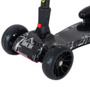 Black Kids 3-Wheel Scooter with Adjustable Height and Engine-Look Water Spray