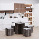 5-Piece Wooden Patio Dining Set with Storage Stools and Table - Grey