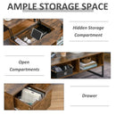 Brown Extendable Lift-Top Coffee Table with Hidden Storage Drawer