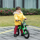 Green 12" Kids Balance Bike, No Pedal Training Bicycle, Motorbike Style