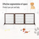 Brown 3-Panel Foldable Pet Gate with Pine Frame