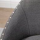 Dark Grey Nailhead Bar Stools Set of 2 with Rubber Wood Legs