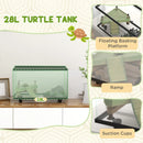 Glass Turtle Tank Aquarium with Basking Platform - 28L, Easy Drainage, Thermometer