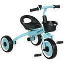 Blue Kids Trike with Adjustable Seat, Basket & Bell - Ages 2-5