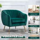 Green Velvet Tub Chair with Golden Metal Legs - Stylish Living Room Furniture