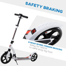 White Foldable Kick Scooter with Shock Absorption for Teens and Adults
