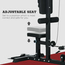 Black Pull Up Power Tower with Adjustable Seat - Home Gym Fitness Equipment