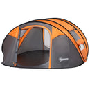 Orange 4-5 Person Pop-up Waterproof Camping Tent with Windows