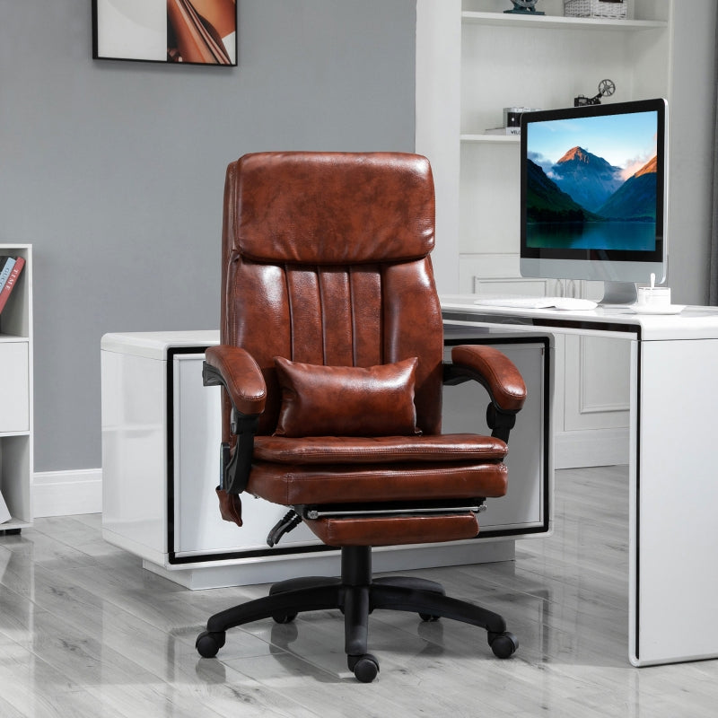 Brown High Back Gaming Recliner Chair with Footrest & Massage Points