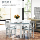 White Slat Back Dining Chairs Set of 4, Pine Wood Kitchen Furniture