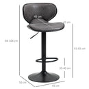 Dark Grey Swivel Bar Stools Set of 2 with Backrest and Footrest