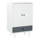 Modern White & Grey Cabinet with Doors & Drawer for Bedroom/Living Room