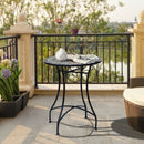 Round Grey/Black Mosaic Garden Table