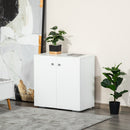 White Wooden Freestanding Storage Cabinet with Two Shelves