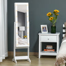 White LED Mirrored Jewelry Cabinet Armoire
