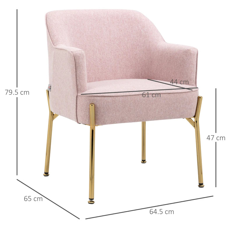 Modern Pink Fabric Accent Chair with Metal Legs