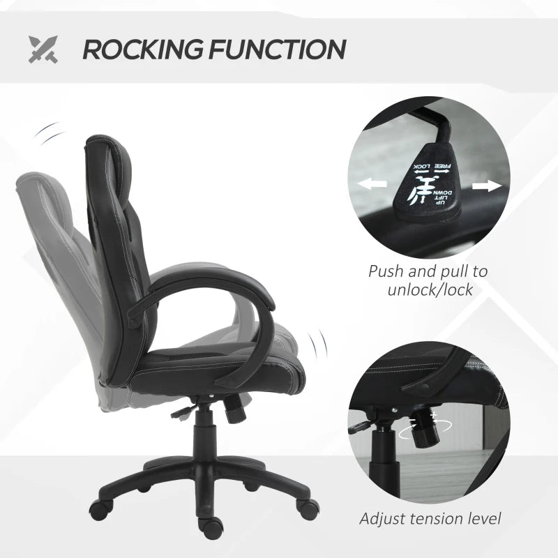 Black High-Back Faux Leather Office Chair with Wheels