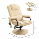 Cream Manual Reclining Armchair with Massage Function and Ottoman