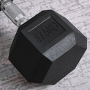 Black 17.5KG Rubber Hex Dumbbell Set - Portable Hand Weights for Home Gym