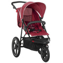 Red Foldable 3-Wheel Baby Stroller with Canopy and Storage Basket