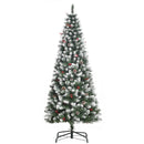 6FT Green Artificial Christmas Tree with Red Berries and Pinecones