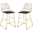 Gold Wire Metal Bar Stools Set of 2 for Kitchen and Bar Counter