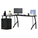 Black L-Shaped Industrial Style Office Desk with Storage Drawer - 143.5 x 143.5 x 76cm