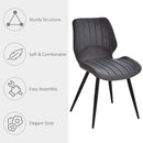 Grey PU Leather Dining Chairs Set of 2 with Steel Frame