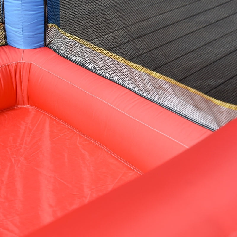 Kids Inflatable Bounce Castle with Trampoline, Slide, Pool & Basket - Blue