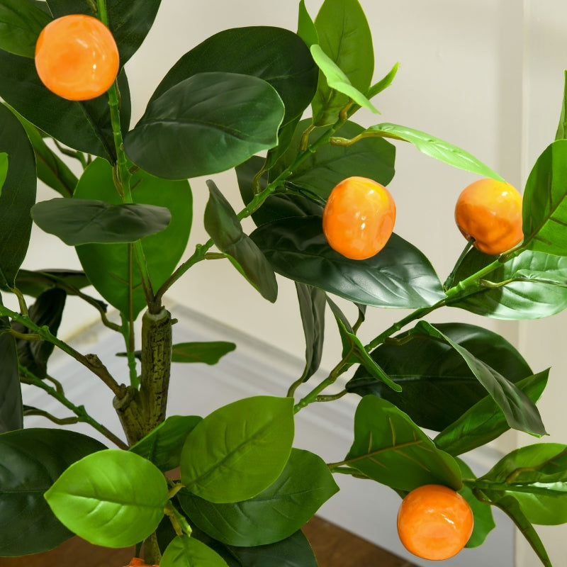 Set of 2 Artificial Lemon and Orange Trees with Pots, Home Indoor Decor, 60cm, Green and Orange