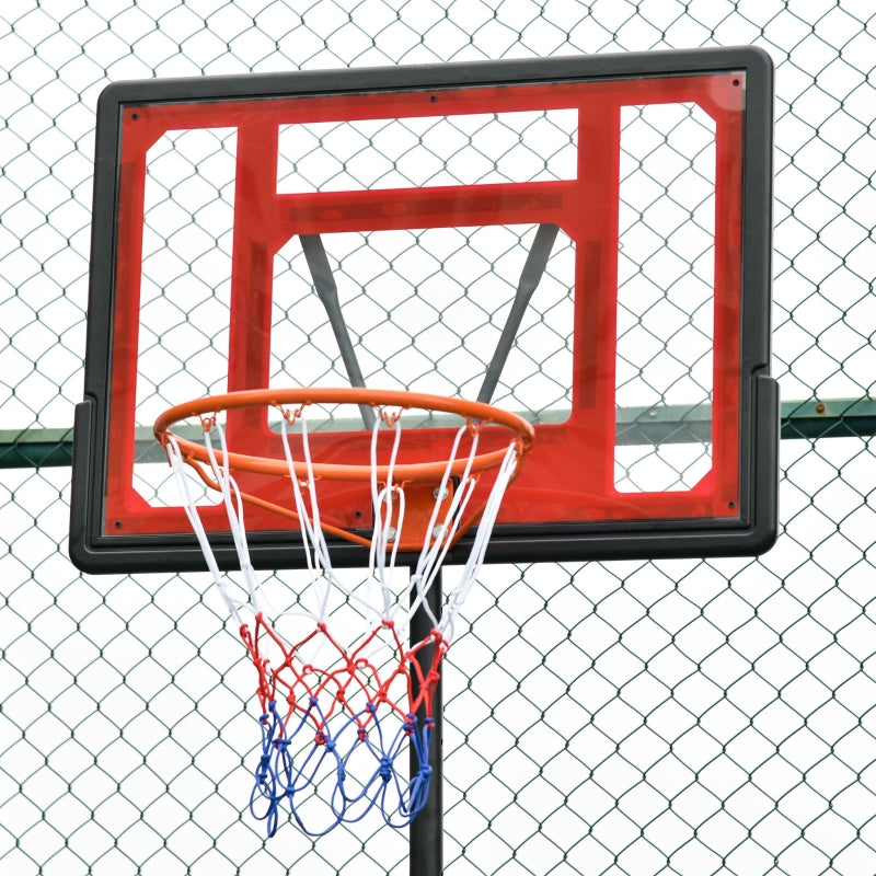 Adjustable Height Portable Basketball Hoop Stand with Sturdy Rim and Large Wheels - Black