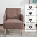 Brown Upholstered Armchair with Birch Wood Legs