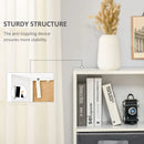 White Wooden 3 Tier Bookcase with Doors - Home Office Display Cabinet